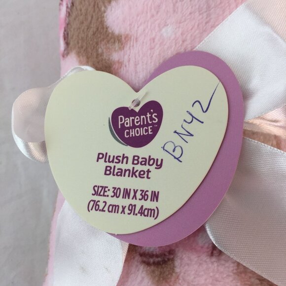 Parents Choice Pink Deer Reindeer Plush Baby Blanket 30"x36" - Picture 6 of 7